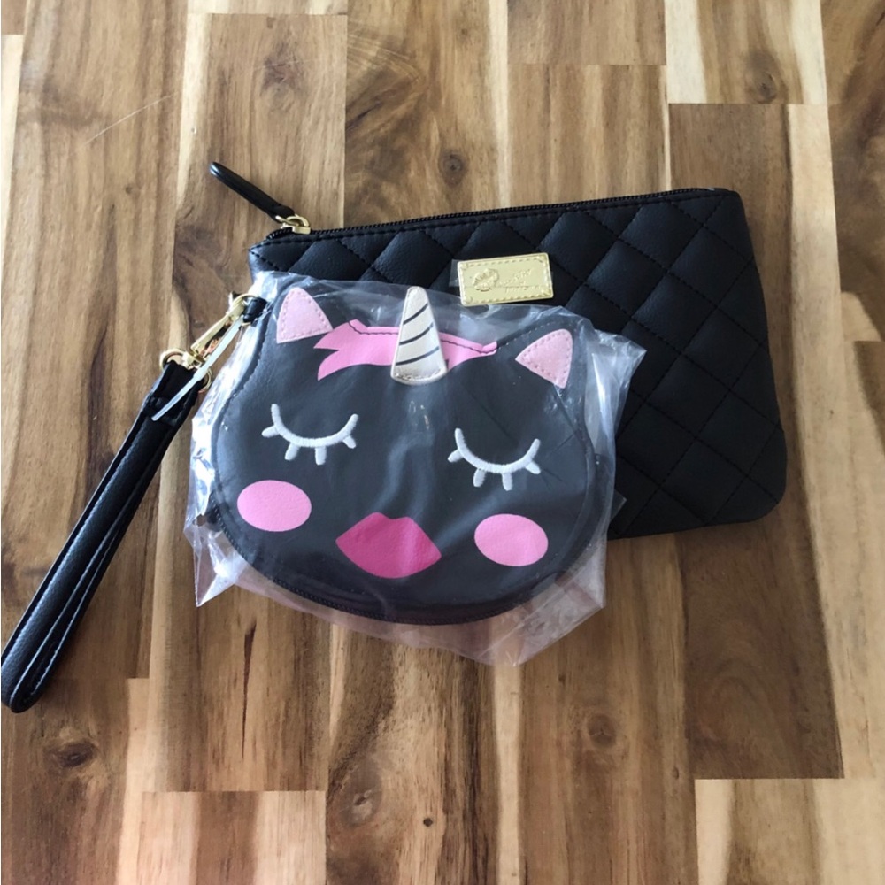 Luv Betsey 2 pack unicorn quilted wristlet purse pouch bag Betsey Johnson